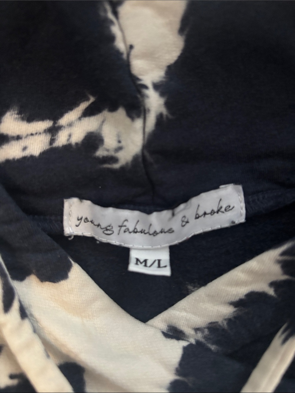 Young Fabulous & Broke Cropped Tie-Dye Hoodie in Navy and White - Picture 2 of 13